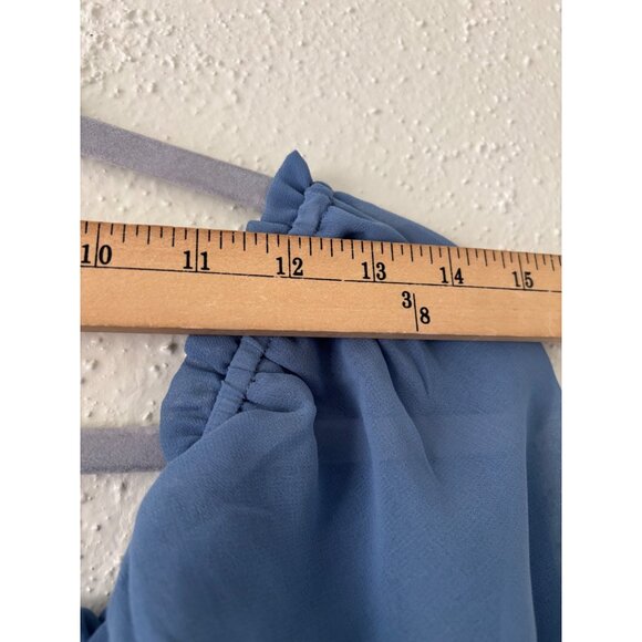 1.State Womens Blue Smocked Crop Top With Puff Sleeves - Small Lightweight - Picture 7 of 14